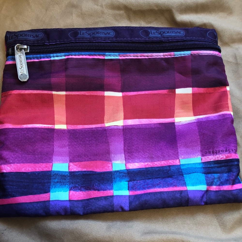 Zipper pouch plaid watercolor print